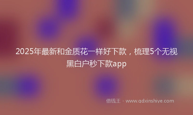 2025年最新和金质花一样好下款，梳理5个无视黑白户秒下款app