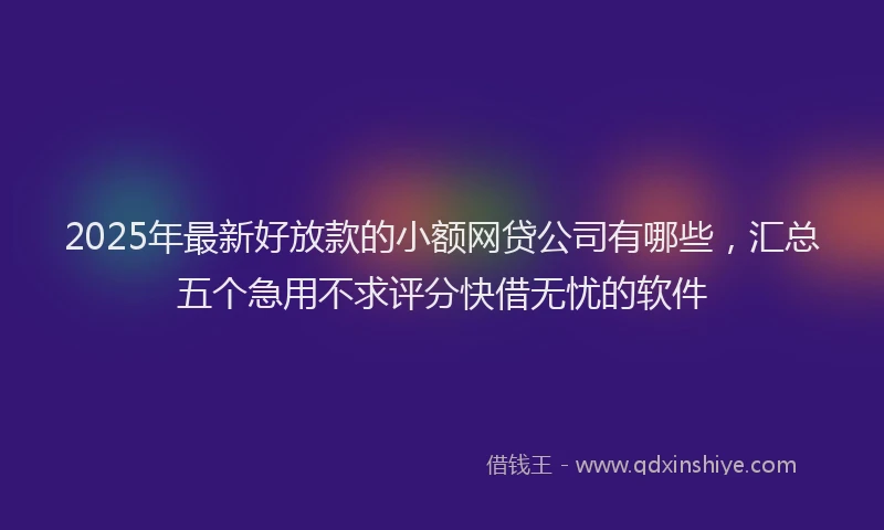2025年最新好放款的小额网贷公司有哪些，汇总五个急用不求评分快借无忧的软件