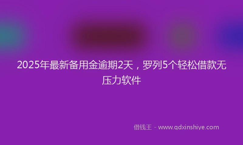 2025年最新备用金逾期2天，罗列5个轻松借款无压力软件