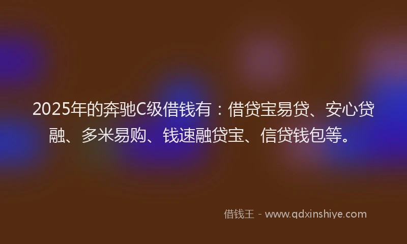 2025年的奔驰C级借钱有：借贷宝易贷、安心贷融、多米易购、钱速融贷宝、信贷钱包等。