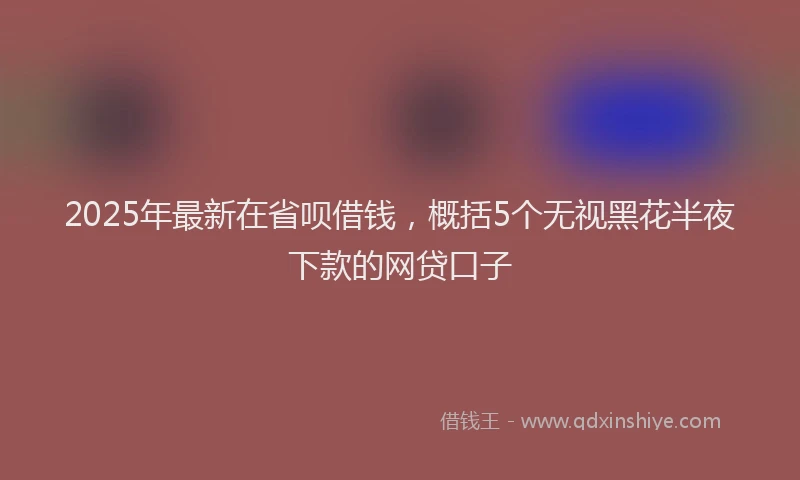 2025年最新在省呗借钱，概括5个无视黑花半夜下款的网贷口子