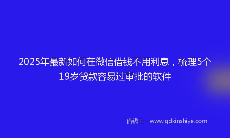 2025年最新如何在微信借钱不用利息，梳理5个19岁贷款容易过审批的软件