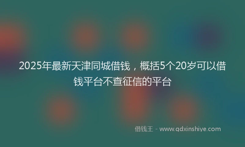 2025年最新天津同城借钱，概括5个20岁可以借钱平台不查征信的平台