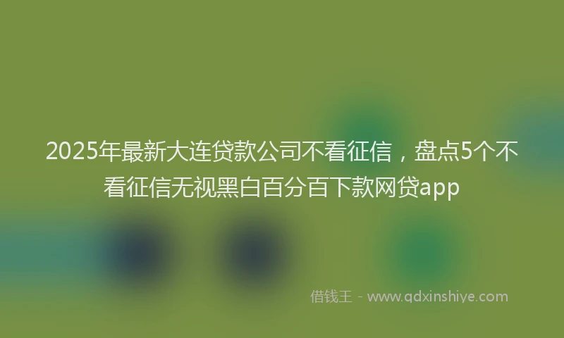 2025年最新大连贷款公司不看征信，盘点5个不看征信无视黑白百分百下款网贷app