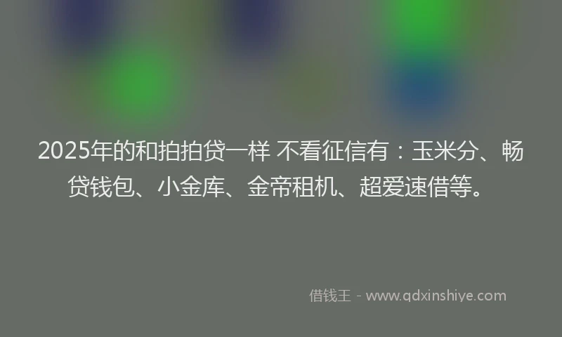 2025年的和拍拍贷一样 不看征信有：玉米分、畅贷钱包、小金库、金帝租机、超爱速借等。