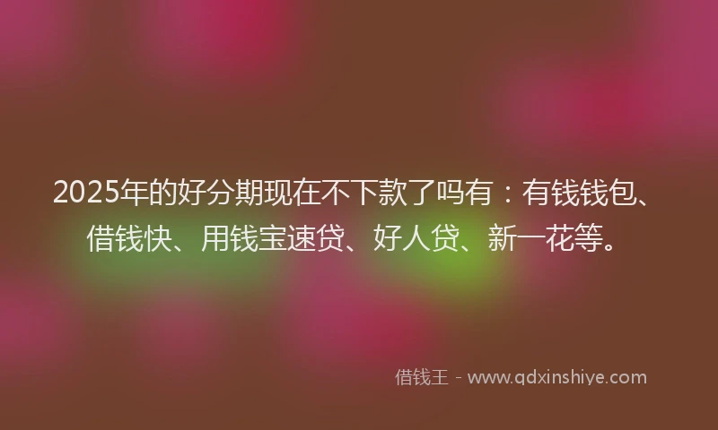 2025年的好分期现在不下款了吗有：有钱钱包、借钱快、用钱宝速贷、好人贷、新一花等。