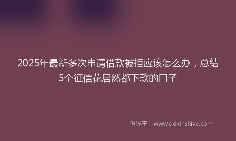 2025年最新多次申请借款被拒应该怎么办，总结5个征信花居然都下款的口子