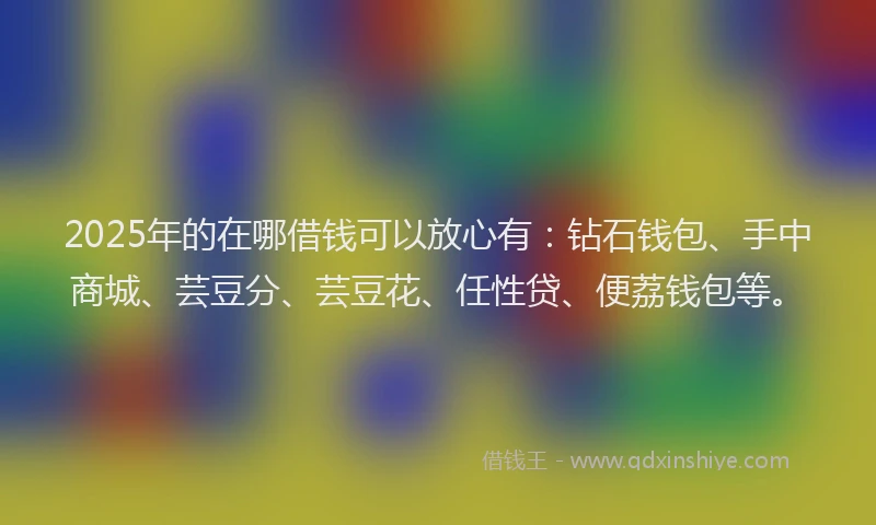 2025年的在哪借钱可以放心有：钻石钱包、手中商城、芸豆分、芸豆花、任性贷、便荔钱包等。