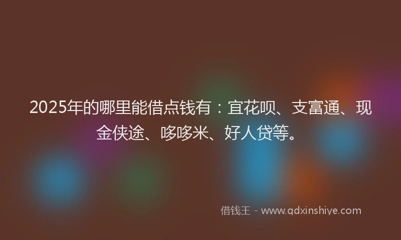 2025年的哪里能借点钱有：宜花呗、支富通、现金侠途、哆哆米、好人贷等。