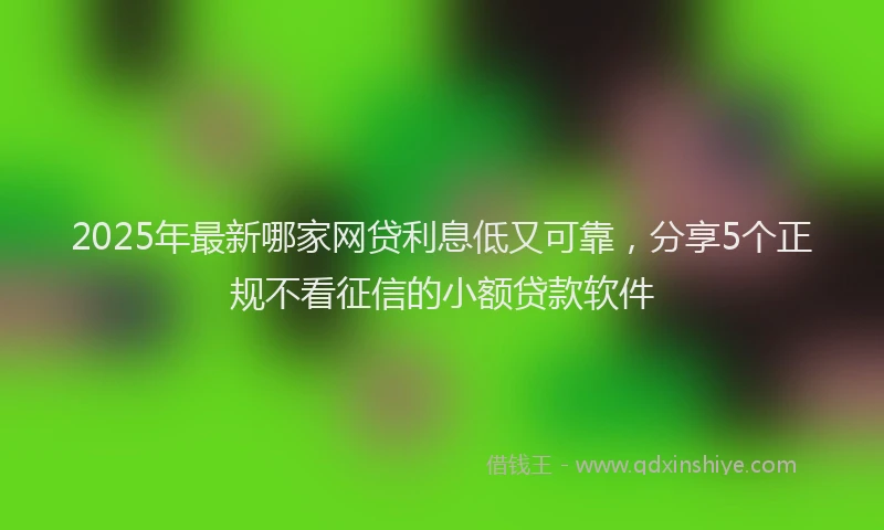 2025年最新哪家网贷利息低又可靠，分享5个正规不看征信的小额贷款软件
