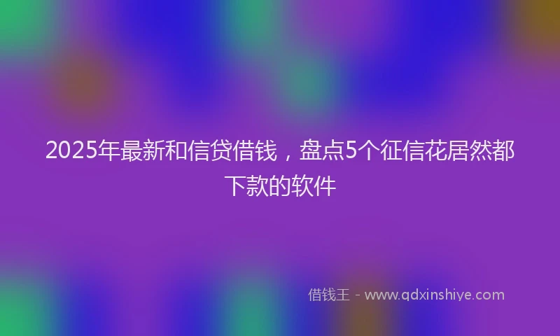 2025年最新和信贷借钱，盘点5个征信花居然都下款的软件