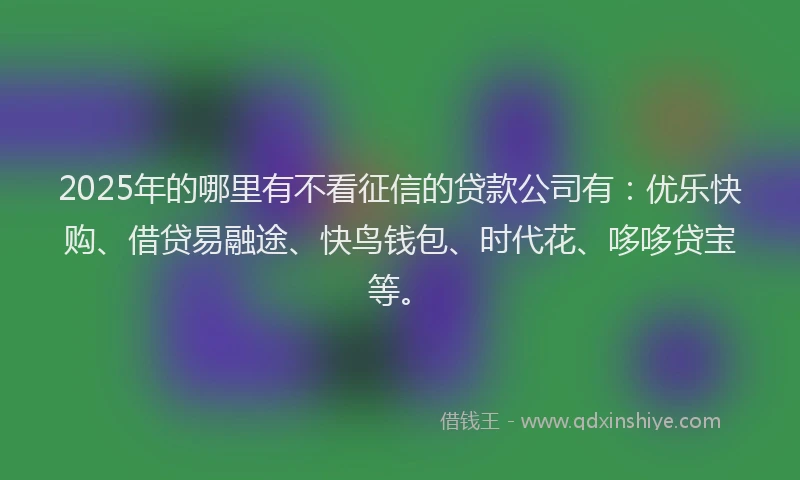 2025年的哪里有不看征信的贷款公司有：优乐快购、借贷易融途、快鸟钱包、时代花、哆哆贷宝等。