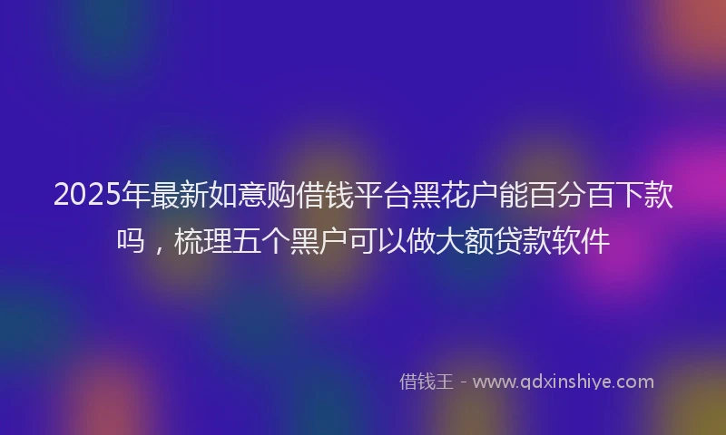 2025年最新如意购借钱平台黑花户能百分百下款吗，梳理五个黑户可以做大额贷款软件