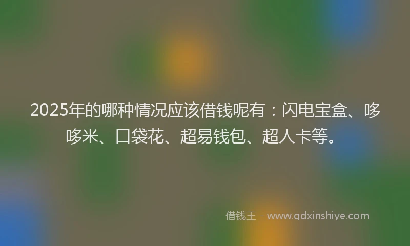 2025年的哪种情况应该借钱呢有：闪电宝盒、哆哆米、口袋花、超易钱包、超人卡等。