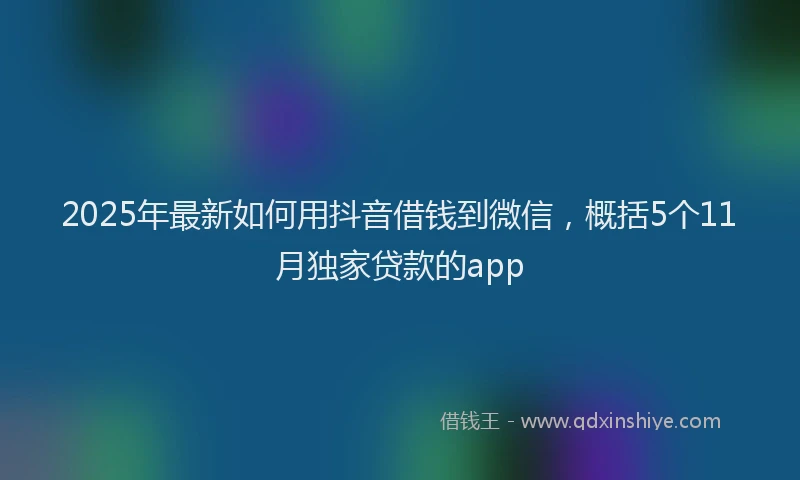 2025年最新如何用抖音借钱到微信，概括5个11月独家贷款的app