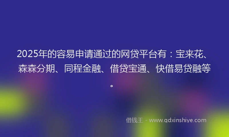 2025年的容易申请通过的网贷平台有：宝来花、森森分期、同程金融、借贷宝通、快借易贷融等。