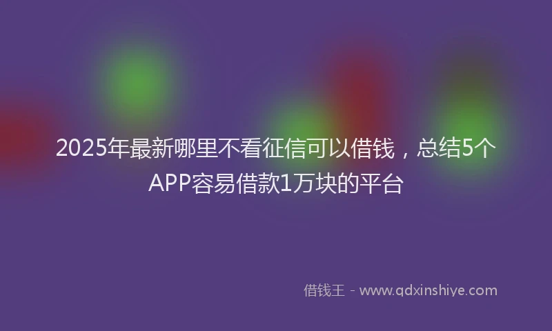 2025年最新哪里不看征信可以借钱，总结5个APP容易借款1万块的平台