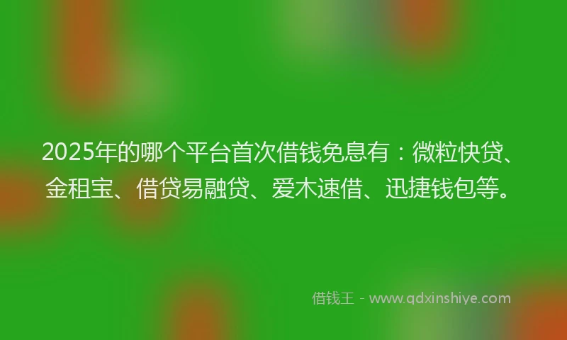 2025年的哪个平台首次借钱免息有：微粒快贷、金租宝、借贷易融贷、爱木速借、迅捷钱包等。