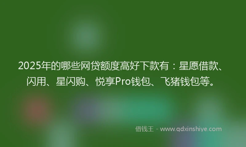 2025年的哪些网贷额度高好下款有：星愿借款、闪用、星闪购、悦享Pro钱包、飞猪钱包等。