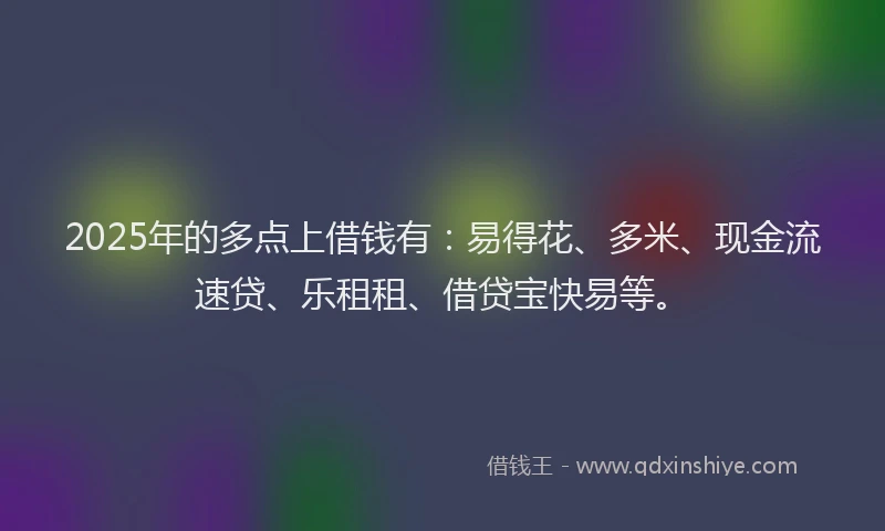 2025年的多点上借钱有：易得花、多米、现金流速贷、乐租租、借贷宝快易等。