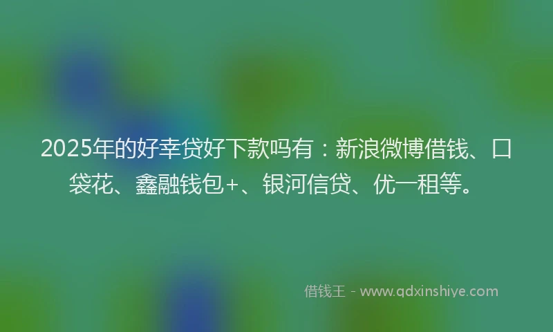 2025年的好幸贷好下款吗有：新浪微博借钱、口袋花、鑫融钱包+、银河信贷、优一租等。