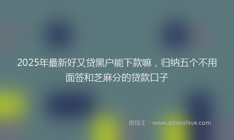 2025年最新好又贷黑户能下款嘛，归纳五个不用面签和芝麻分的贷款口子