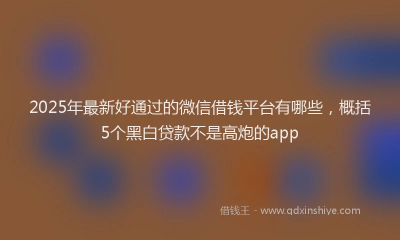 2025年最新好通过的微信借钱平台有哪些，概括5个黑白贷款不是高炮的app