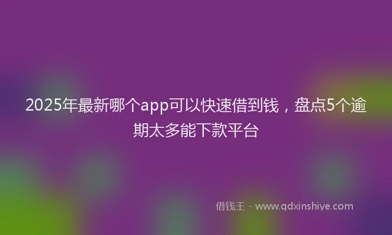 2025年最新哪个app可以快速借到钱，盘点5个逾期太多能下款平台