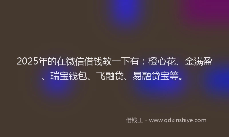 2025年的在微信借钱教一下有：橙心花、金满盈、瑞宝钱包、飞融贷、易融贷宝等。