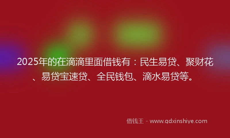 2025年的在滴滴里面借钱有：民生易贷、聚财花、易贷宝速贷、全民钱包、滴水易贷等。