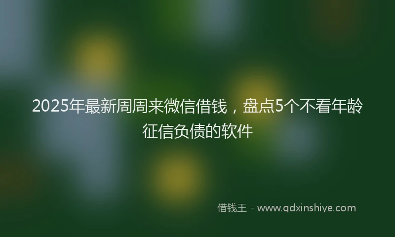 2025年最新周周来微信借钱，盘点5个不看年龄征信负债的软件