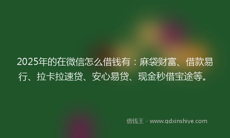 2025年的在微信怎么借钱有：麻袋财富、借款易行、拉卡拉速贷、安心易贷、现金秒借宝途等。