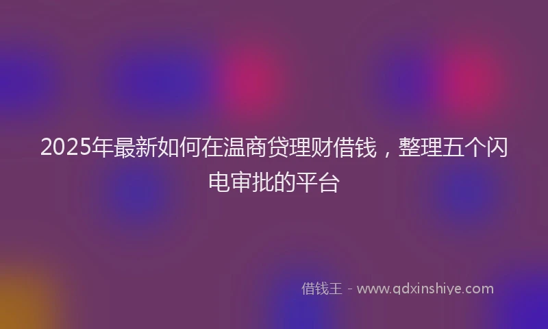 2025年最新如何在温商贷理财借钱，整理五个闪电审批的平台