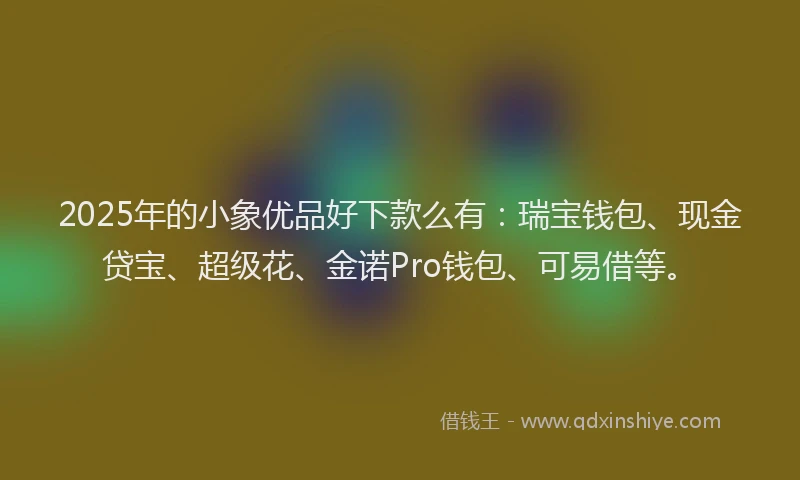2025年的小象优品好下款么有：瑞宝钱包、现金贷宝、超级花、金诺Pro钱包、可易借等。