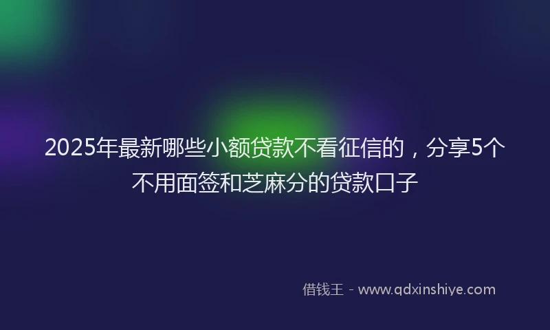 2025年最新哪些小额贷款不看征信的，分享5个不用面签和芝麻分的贷款口子