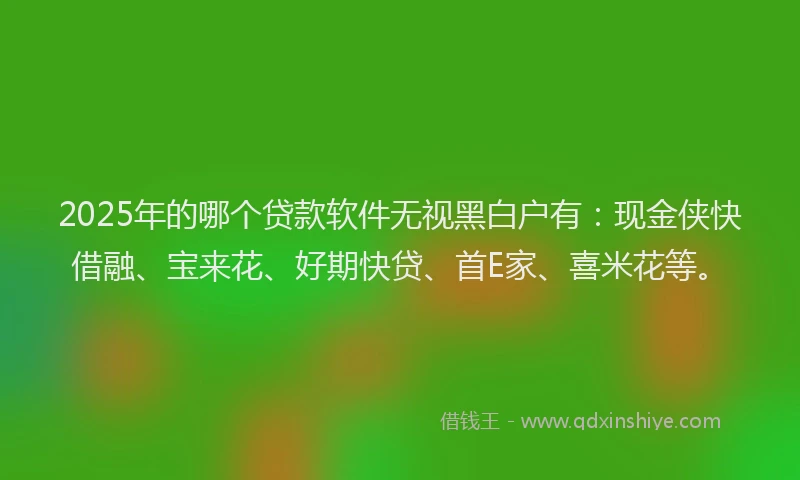 2025年的哪个贷款软件无视黑白户有：现金侠快借融、宝来花、好期快贷、首E家、喜米花等。