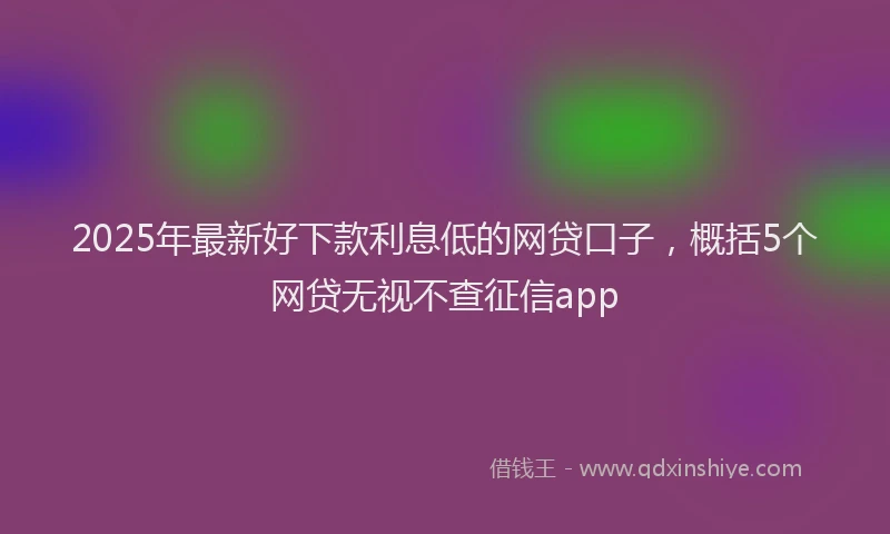 2025年最新好下款利息低的网贷口子，概括5个网贷无视不查征信app