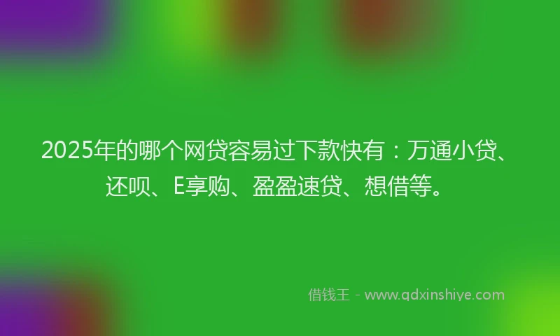 2025年的哪个网贷容易过下款快有：万通小贷、还呗、E享购、盈盈速贷、想借等。