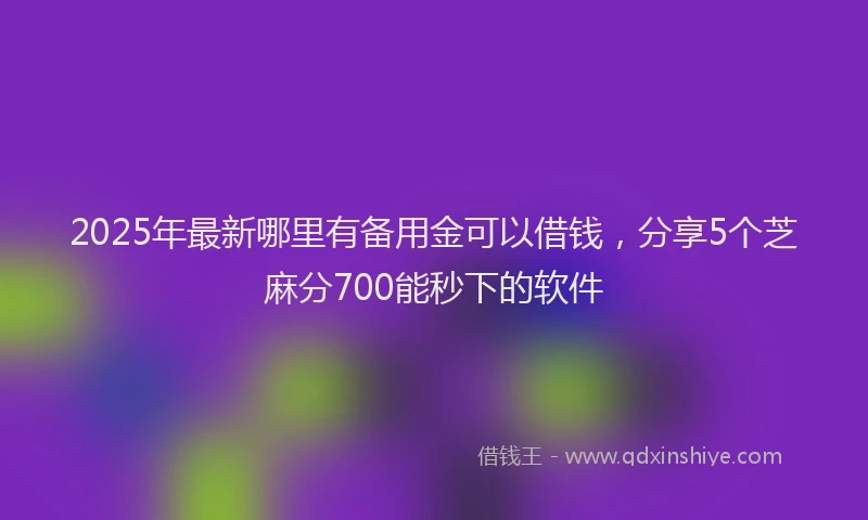 2025年最新哪里有备用金可以借钱，分享5个芝麻分700能秒下的软件