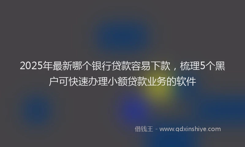 2025年最新哪个银行贷款容易下款，梳理5个黑户可快速办理小额贷款业务的软件