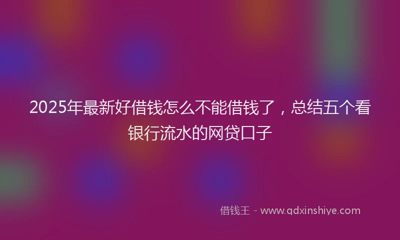 2025年最新好借钱怎么不能借钱了，总结五个看银行流水的网贷口子