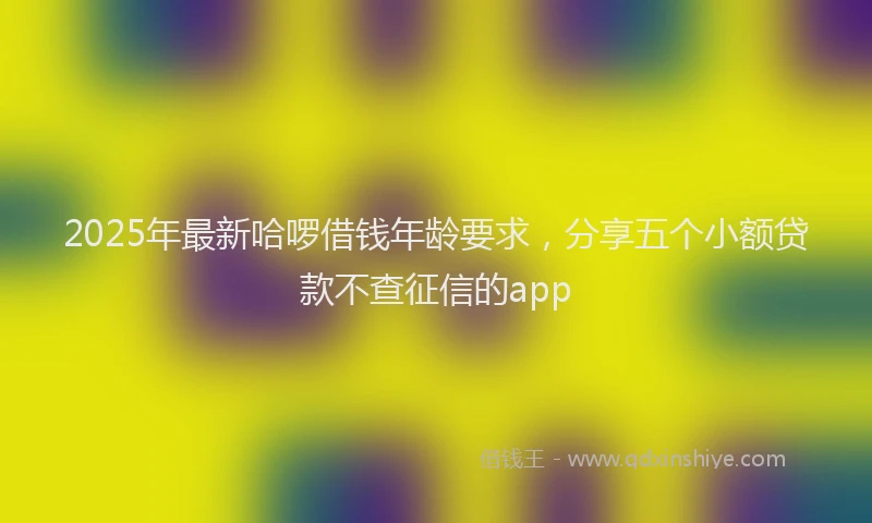 2025年最新哈啰借钱年龄要求，分享五个小额贷款不查征信的app