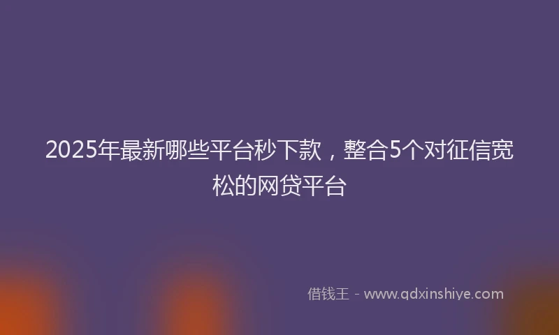 2025年最新哪些平台秒下款，整合5个对征信宽松的网贷平台