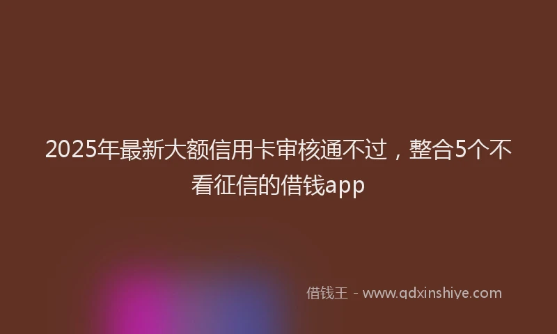 2025年最新大额信用卡审核通不过，整合5个不看征信的借钱app