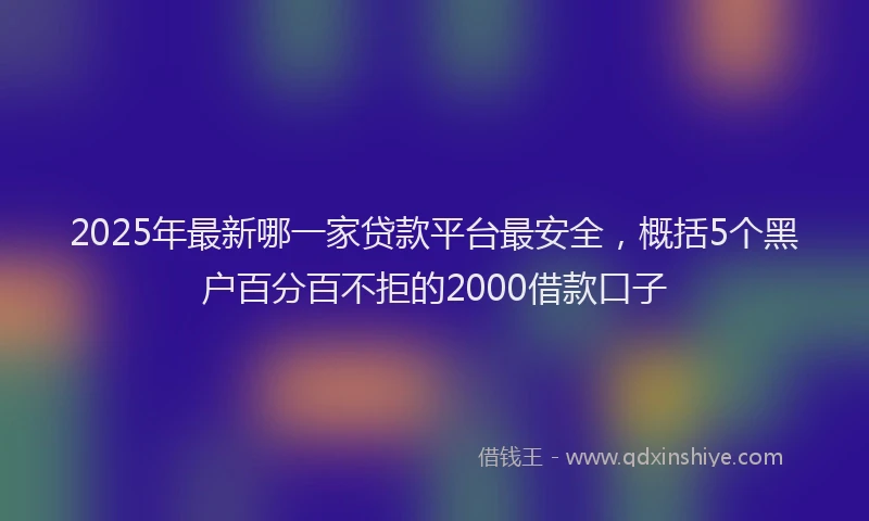 2025年最新哪一家贷款平台最安全，概括5个黑户百分百不拒的2000借款口子