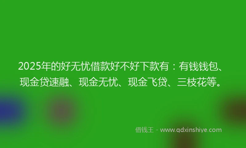 2025年的好无忧借款好不好下款有：有钱钱包、现金贷速融、现金无忧、现金飞贷、三枝花等。