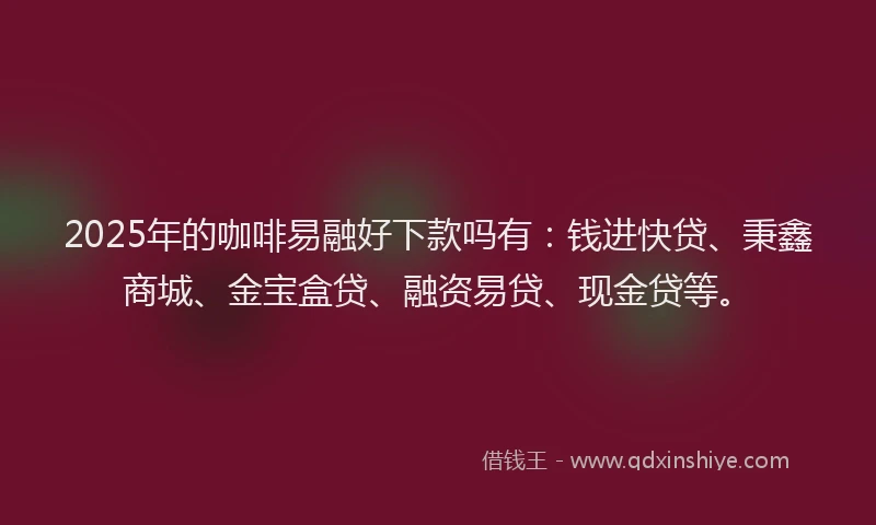 2025年的咖啡易融好下款吗有：钱进快贷、秉鑫商城、金宝盒贷、融资易贷、现金贷等。