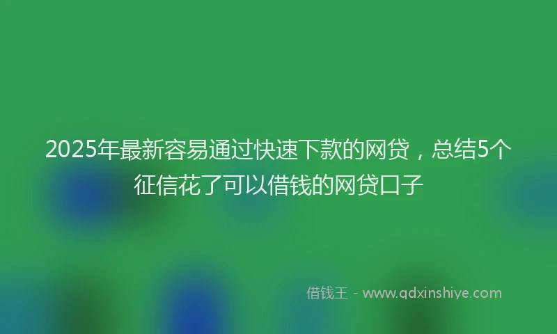 2025年最新容易通过快速下款的网贷，总结5个征信花了可以借钱的网贷口子