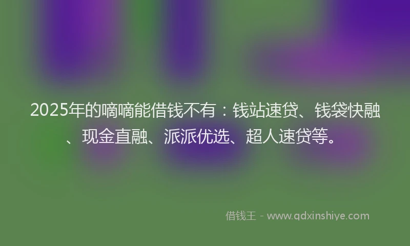 2025年的嘀嘀能借钱不有：钱站速贷、钱袋快融、现金直融、派派优选、超人速贷等。