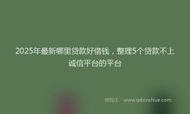 2025年最新哪里贷款好借钱，整理5个贷款不上诚信平台的平台